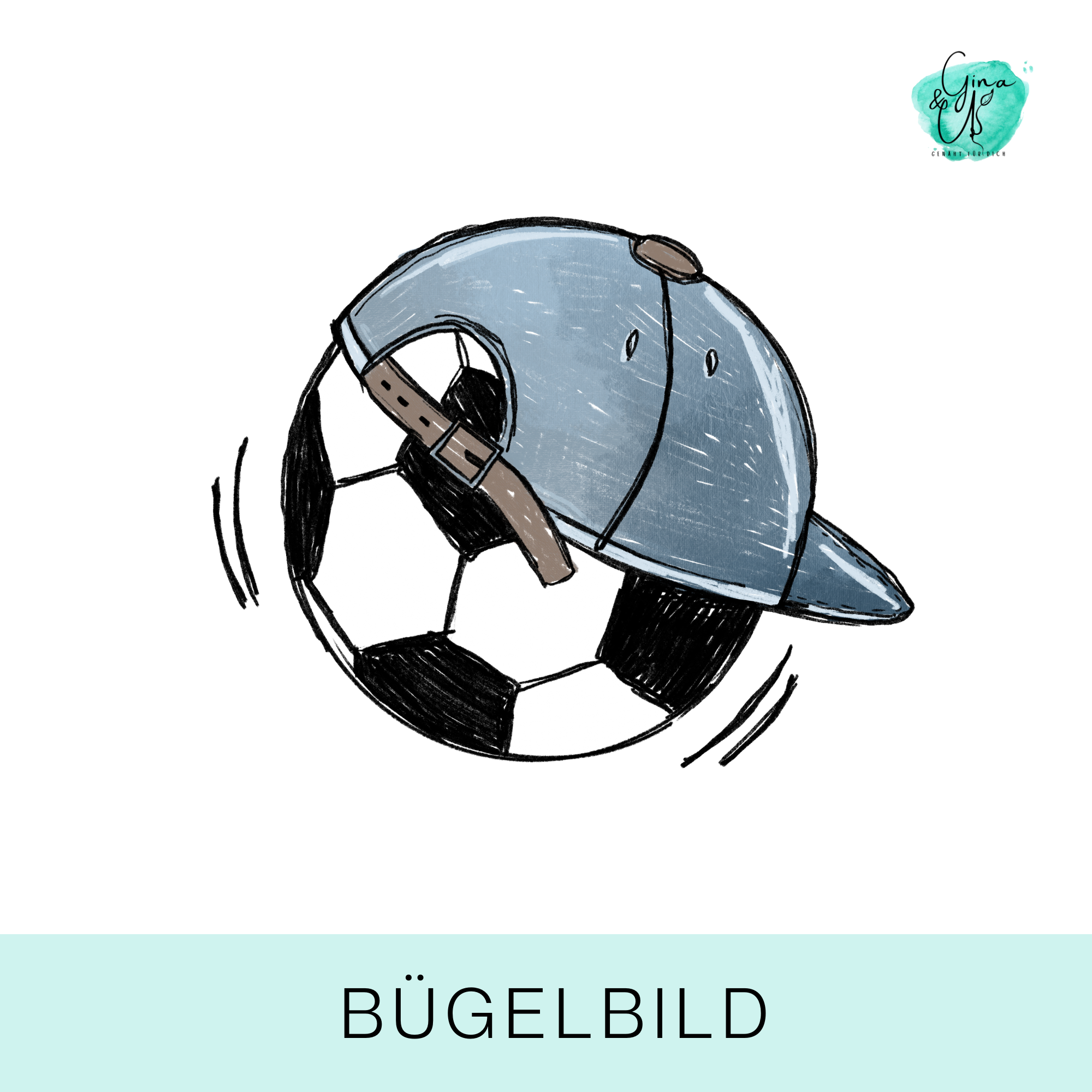 Bügelbild „Fußball mit Kappe"